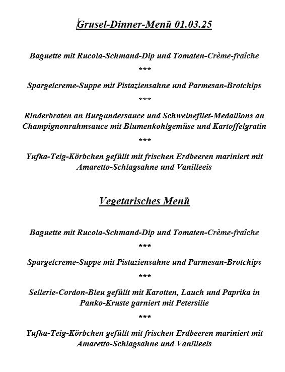 Gruseldinner 1.3. Mumie Menü